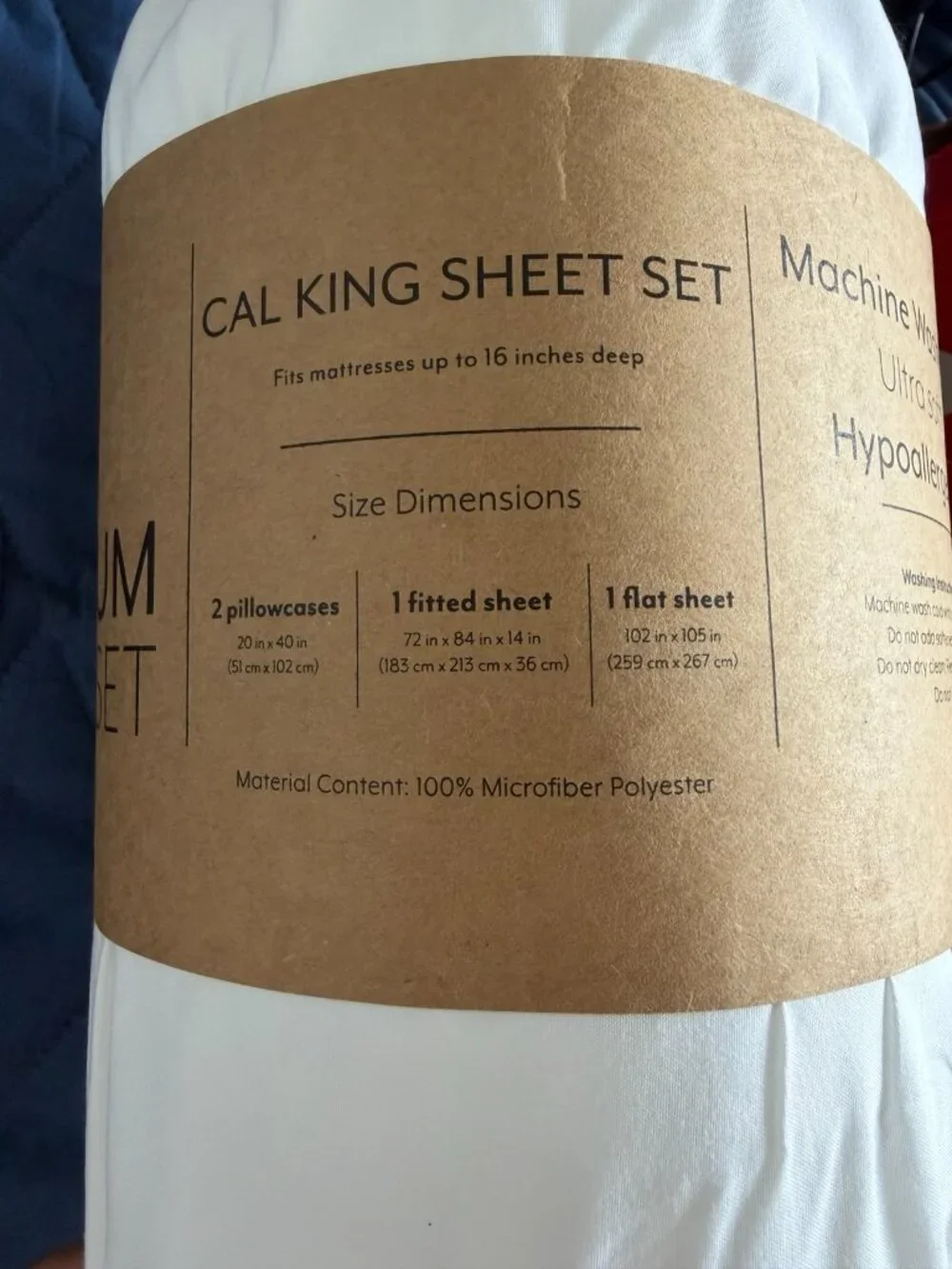 Cal King White Microfiber Sheet Set Ultra Soft Hypoallergenic Deep Pocket NWT